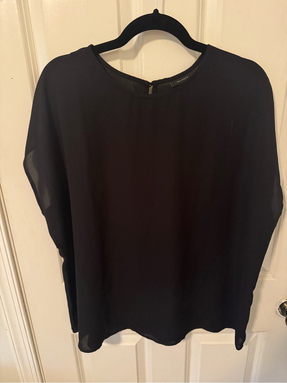 Halogen Black Sheer Overlay Blouse